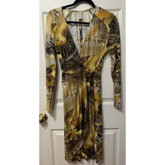Cache Animal Print Dress Faux Wrap Size Medium - Picture 1 of 8